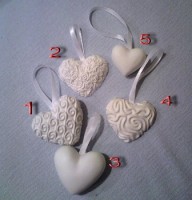 Sada 5 sádrových srdiečok